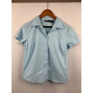INC Stretch Womens Petite Button-Up Short Sleeve Shirt